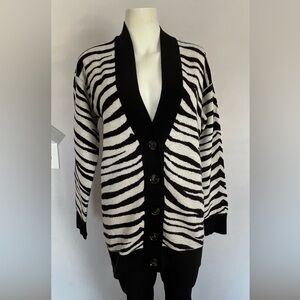 Ann Taylor Black and White Zebra Cardigan